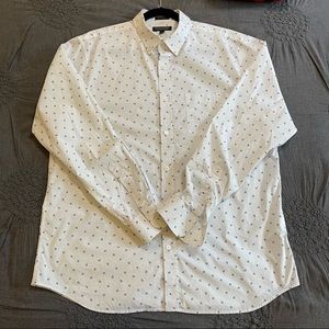 Banana Republic XL Slim Flex Fit Tech Stretch White/Blue Floral Shirt